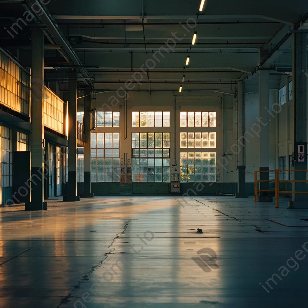 Empty factory floor illuminated by natural light - Image 2