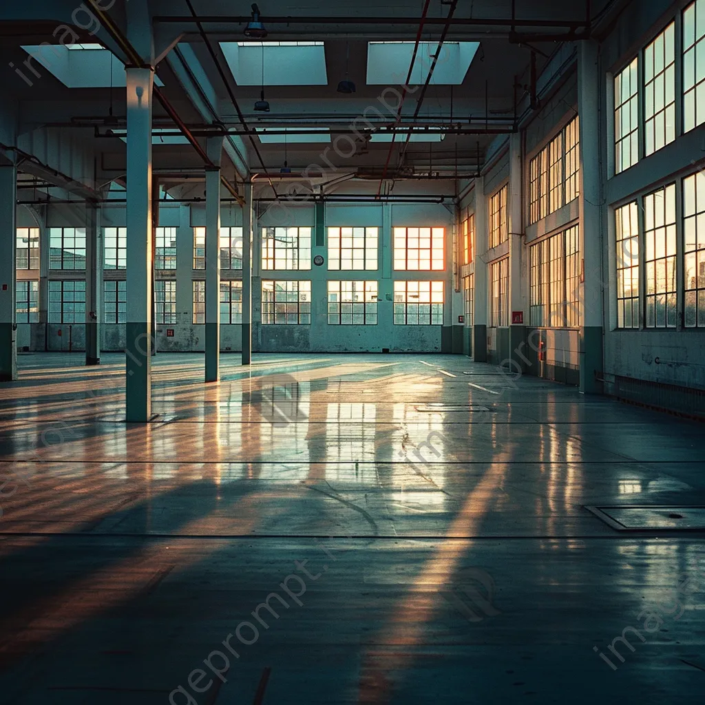 Empty factory floor illuminated by natural light - Image 3