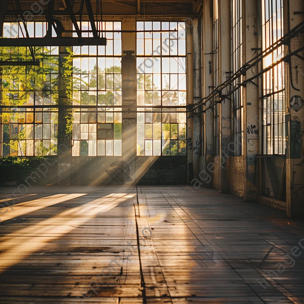 Empty factory floor illuminated by natural light - Image 4