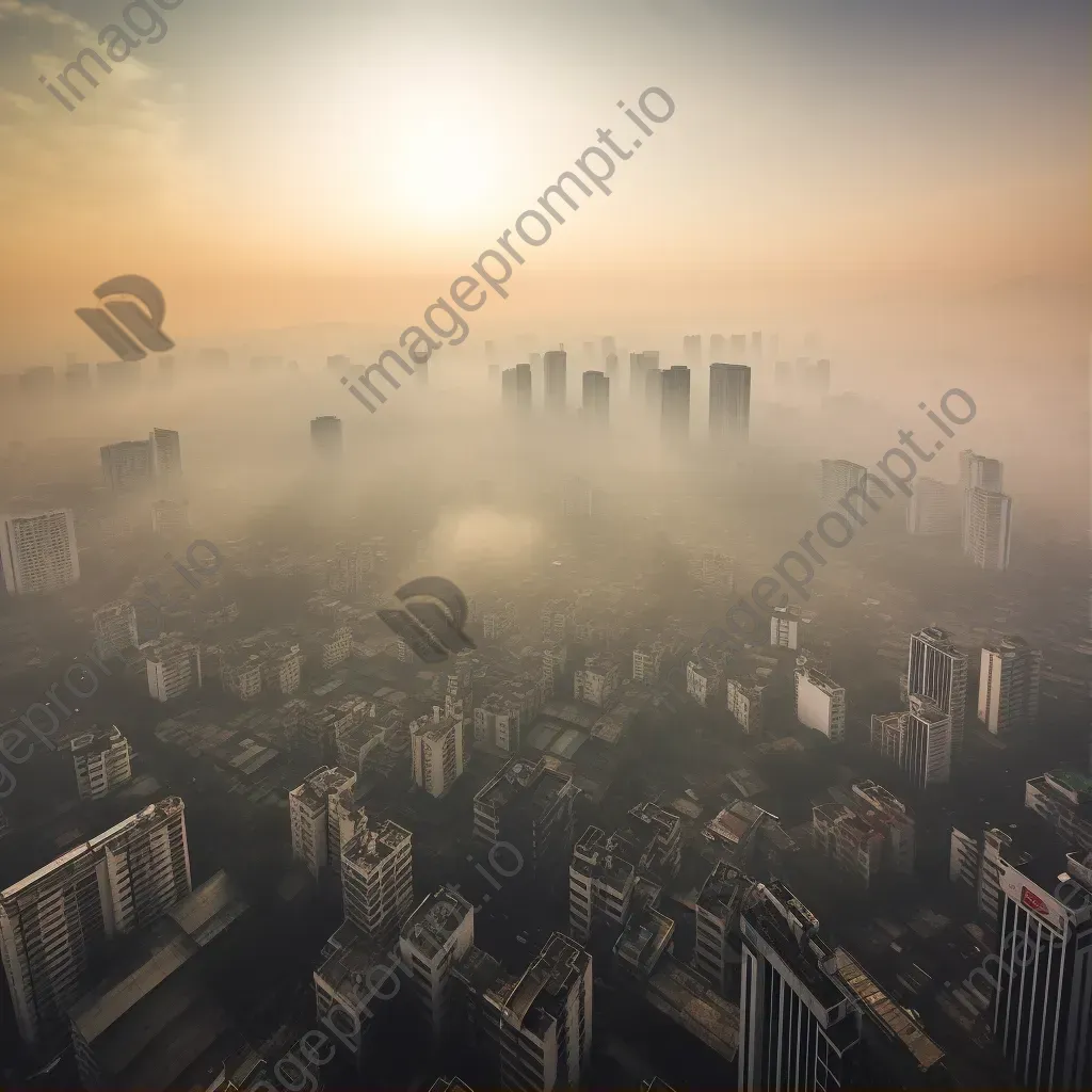 Smog and haze over urban cityscape due to air pollution - Image 1