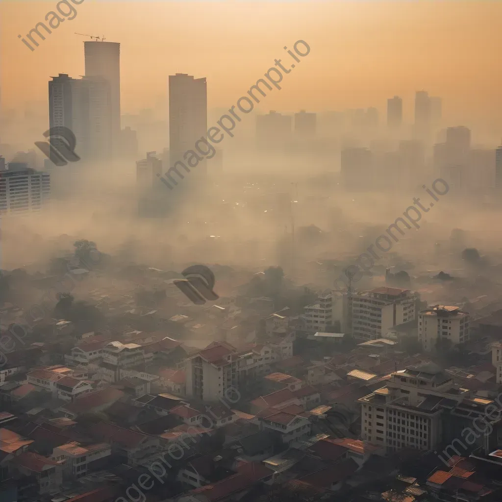 Smog and haze over urban cityscape due to air pollution - Image 4