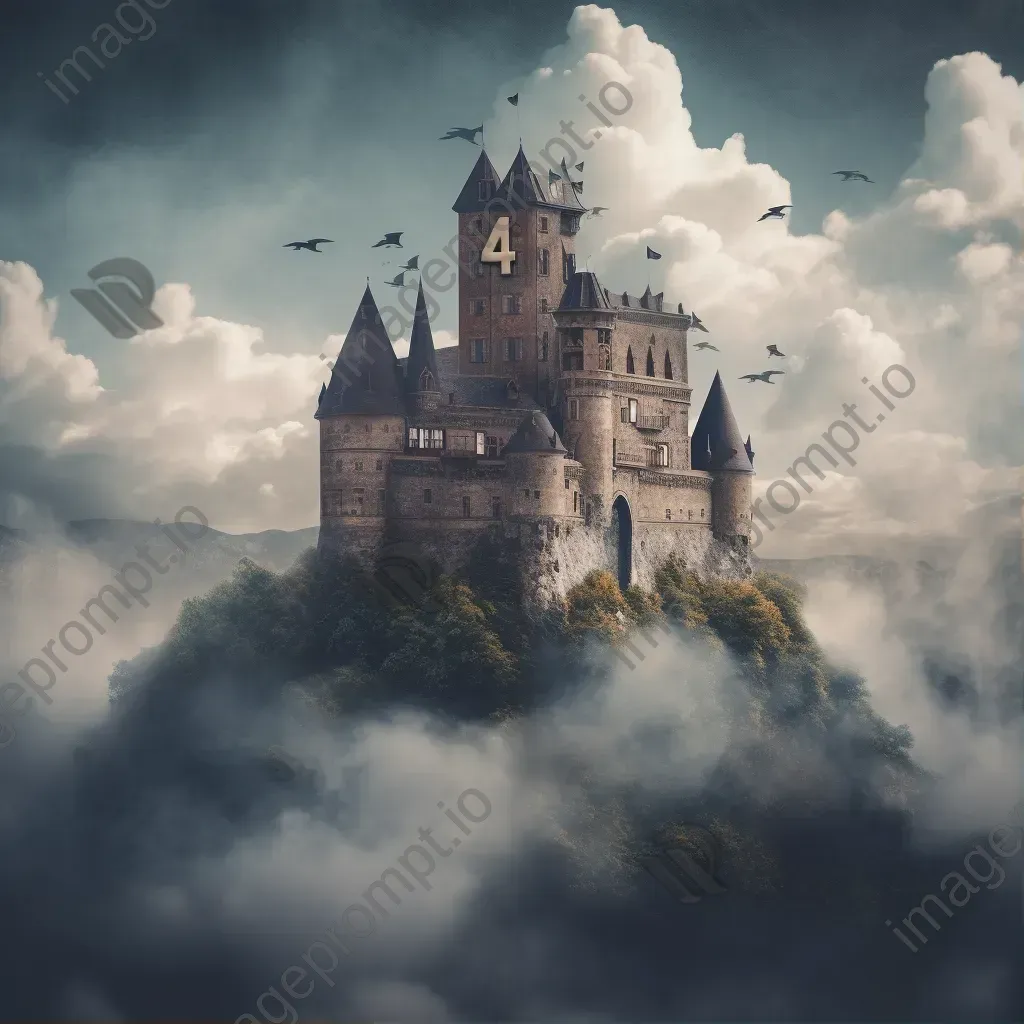 Enchanted castle in the clouds with 