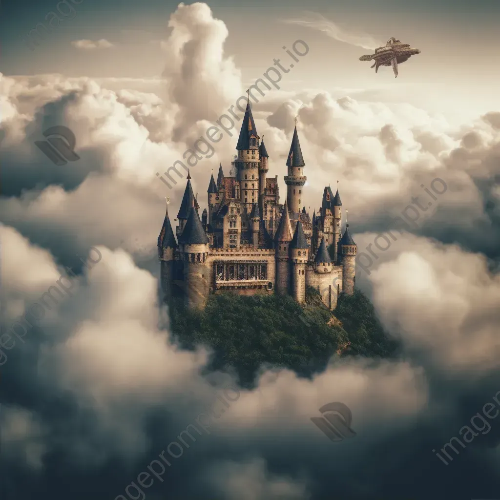 Enchanted castle in the clouds with 