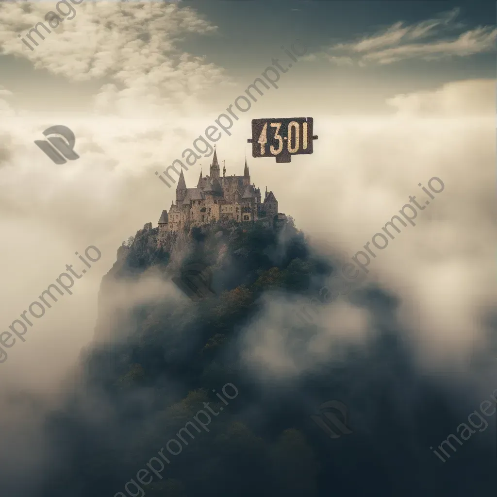 Enchanted castle in the clouds with 