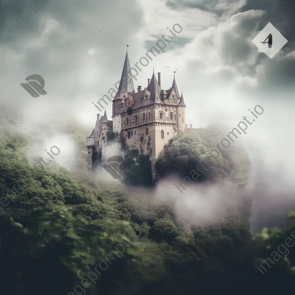 Enchanted castle in the clouds with 