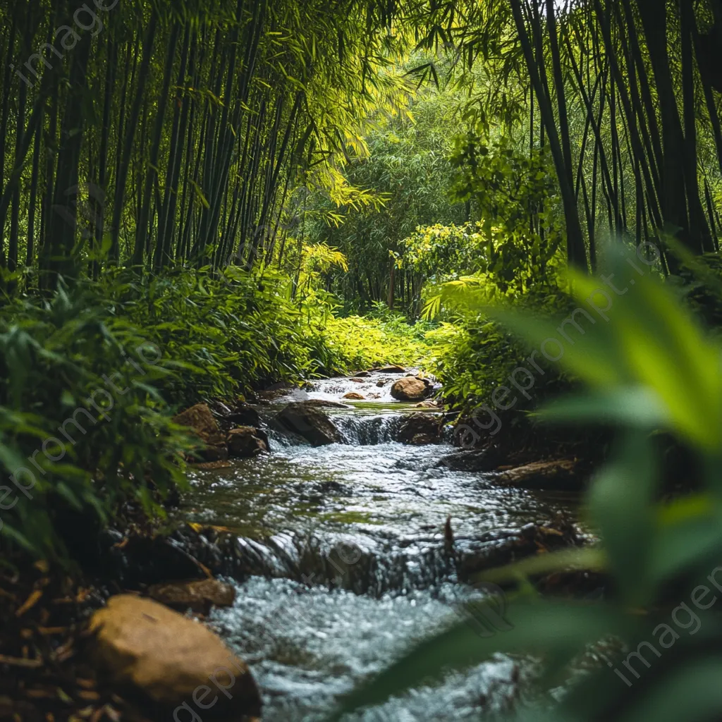 Winding stream in a bamboo forest - Image 2