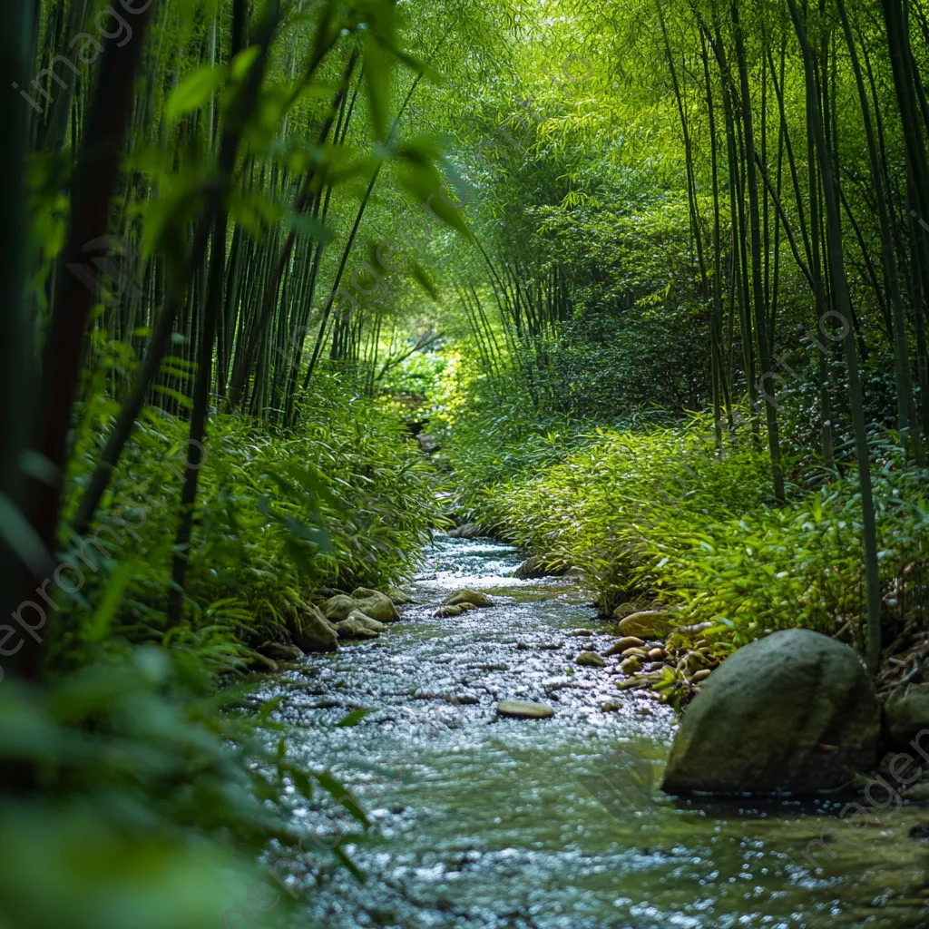 Winding stream in a bamboo forest - Image 3