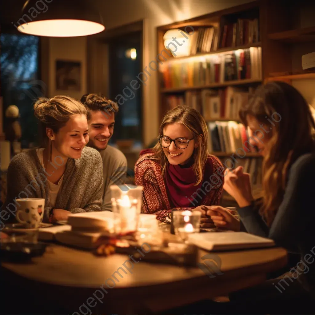 Book club meeting in a cozy local cafe setting - Image 2