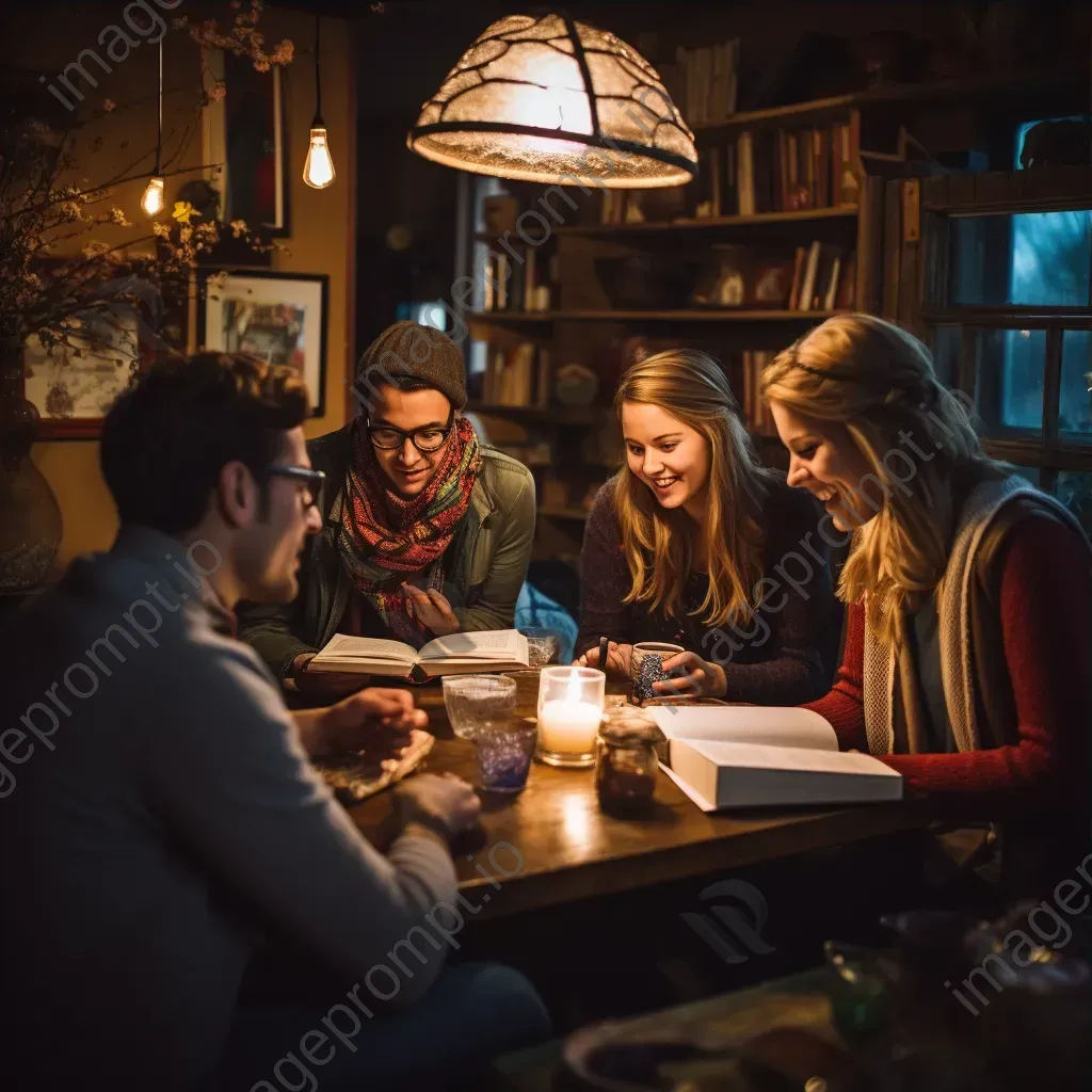 Book club meeting in a cozy local cafe setting - Image 3