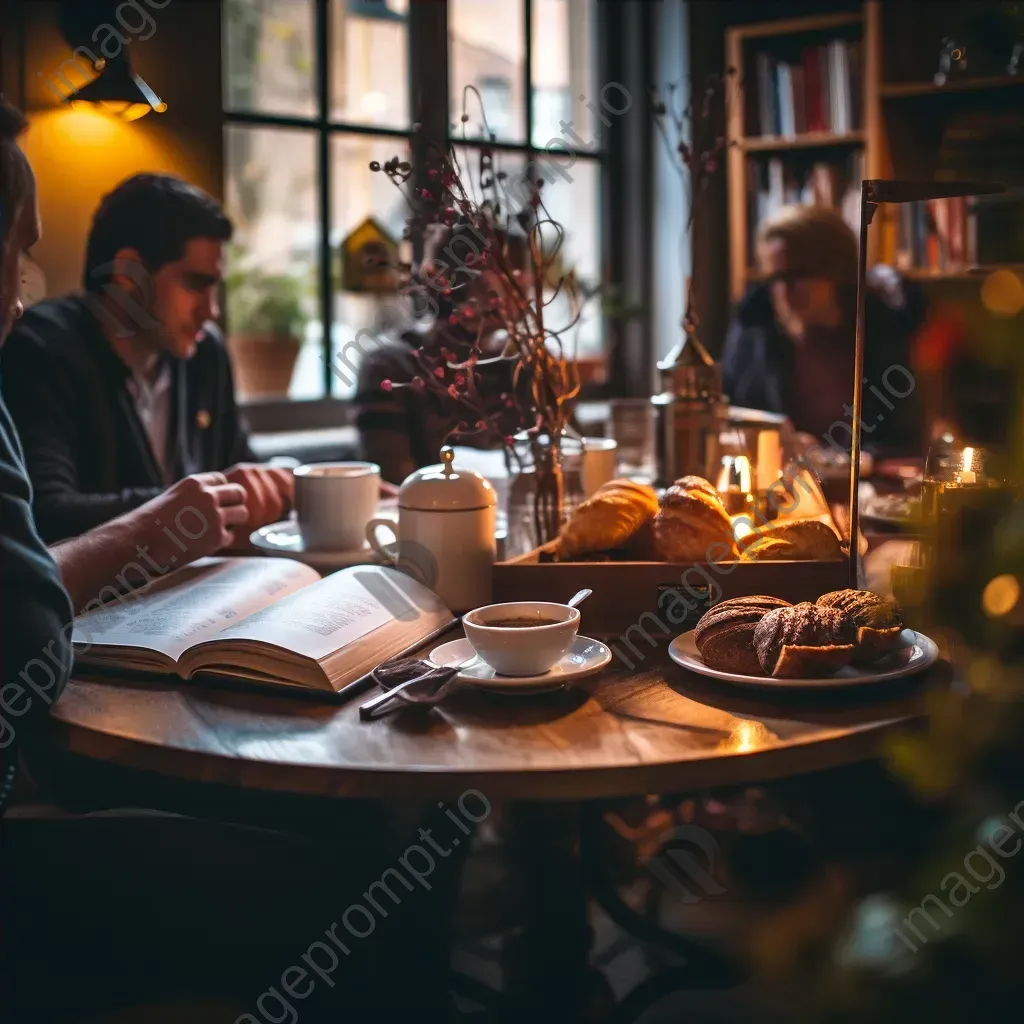 Book club meeting in a cozy local cafe setting - Image 4