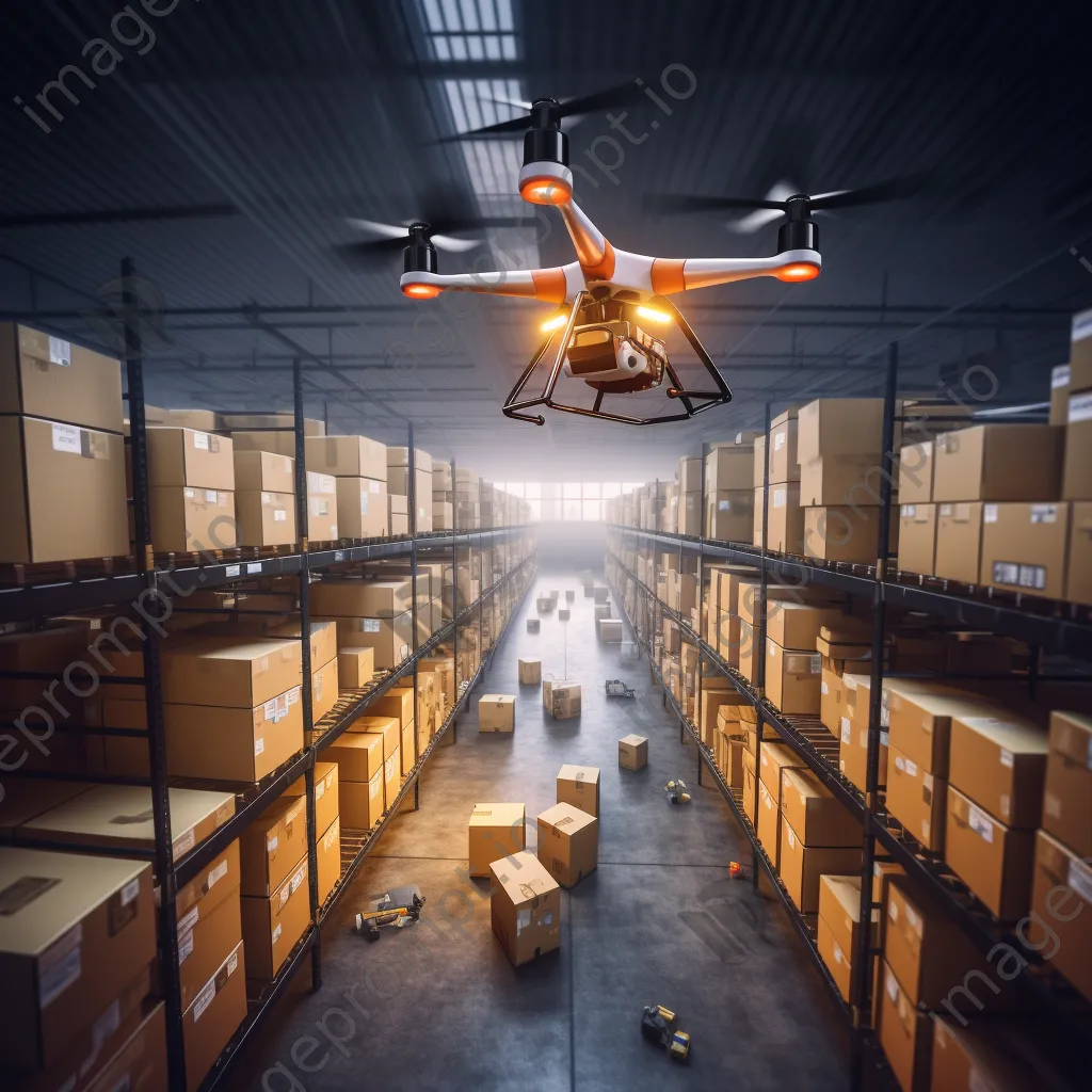 Drone delivering packages in warehouse - Image 2