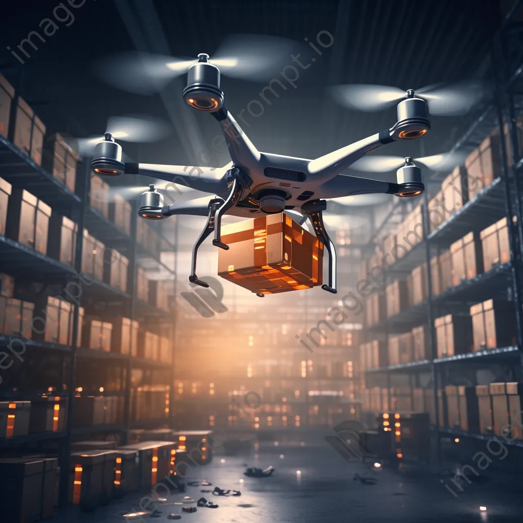 Drone delivering packages in warehouse - Image 3