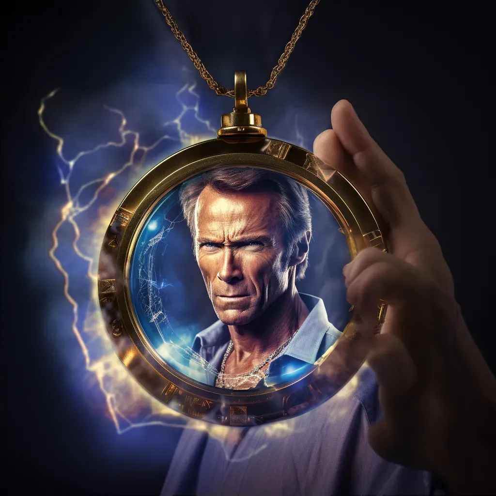 Image of a magical locket open to reveal a holographic image of a prophesied hero - Image 2