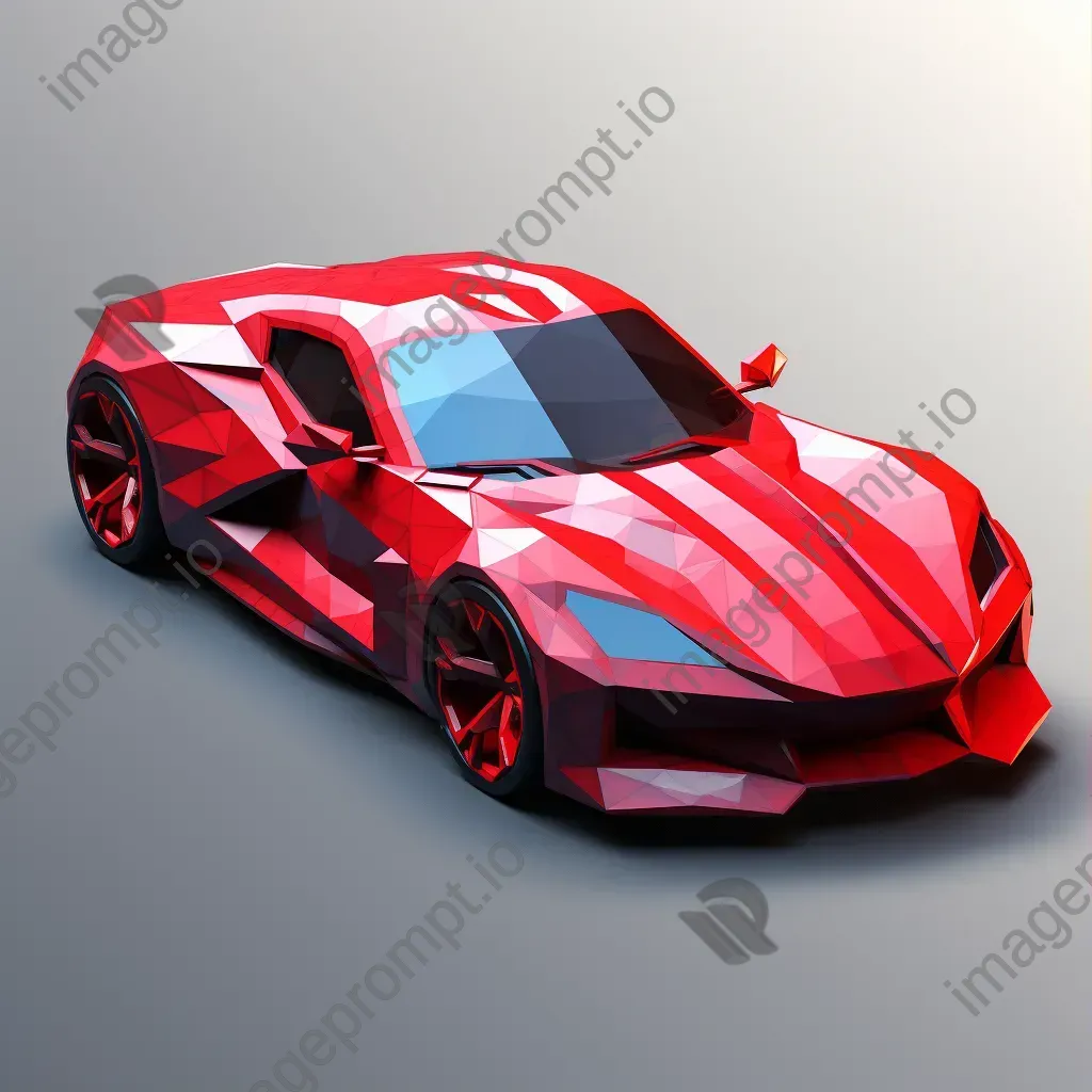 Vibrant low poly sports car with lustrous carbon fiber details - Image 1