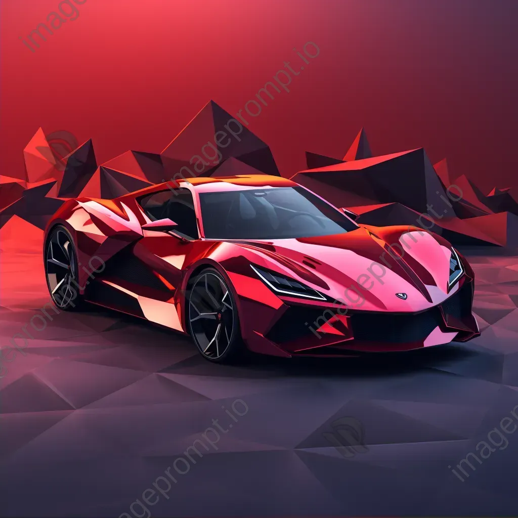 Vibrant low poly sports car with lustrous carbon fiber details - Image 2