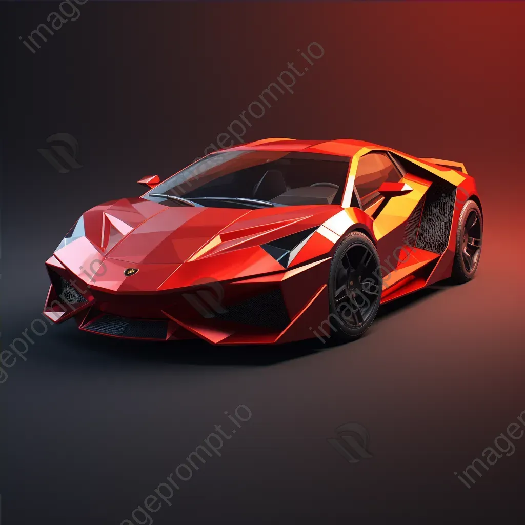 Vibrant low poly sports car with lustrous carbon fiber details - Image 4