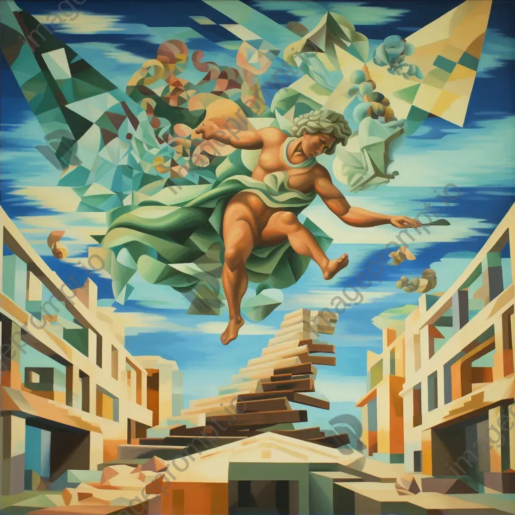 Futurist style depiction of the Greek myth of Daedalus and Icarus - Image 2