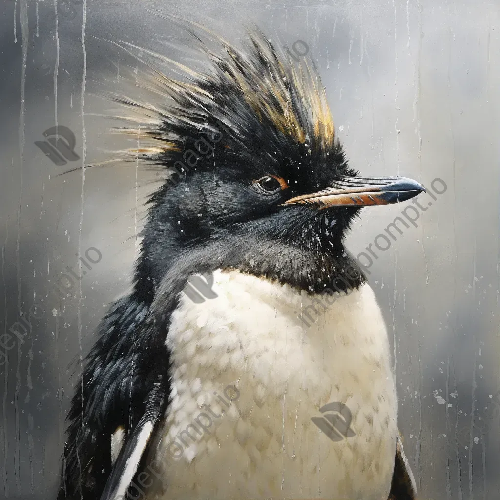 Russian Realism style painting of a penguin surviving in the Antarctic winds - Image 3