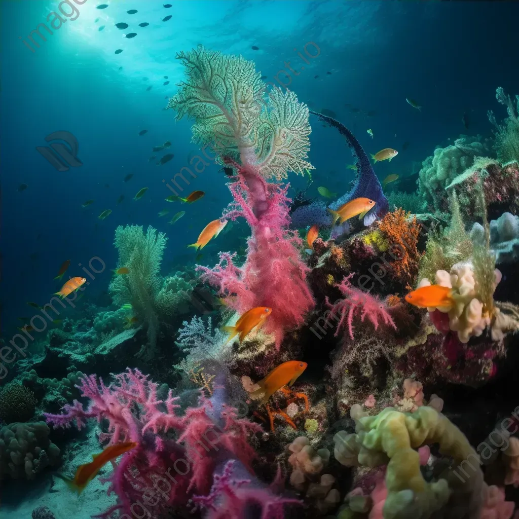 Colorful underwater coral garden with swirling seahorses, taken with a Canon EOS-1D X Mark III. - Image 4