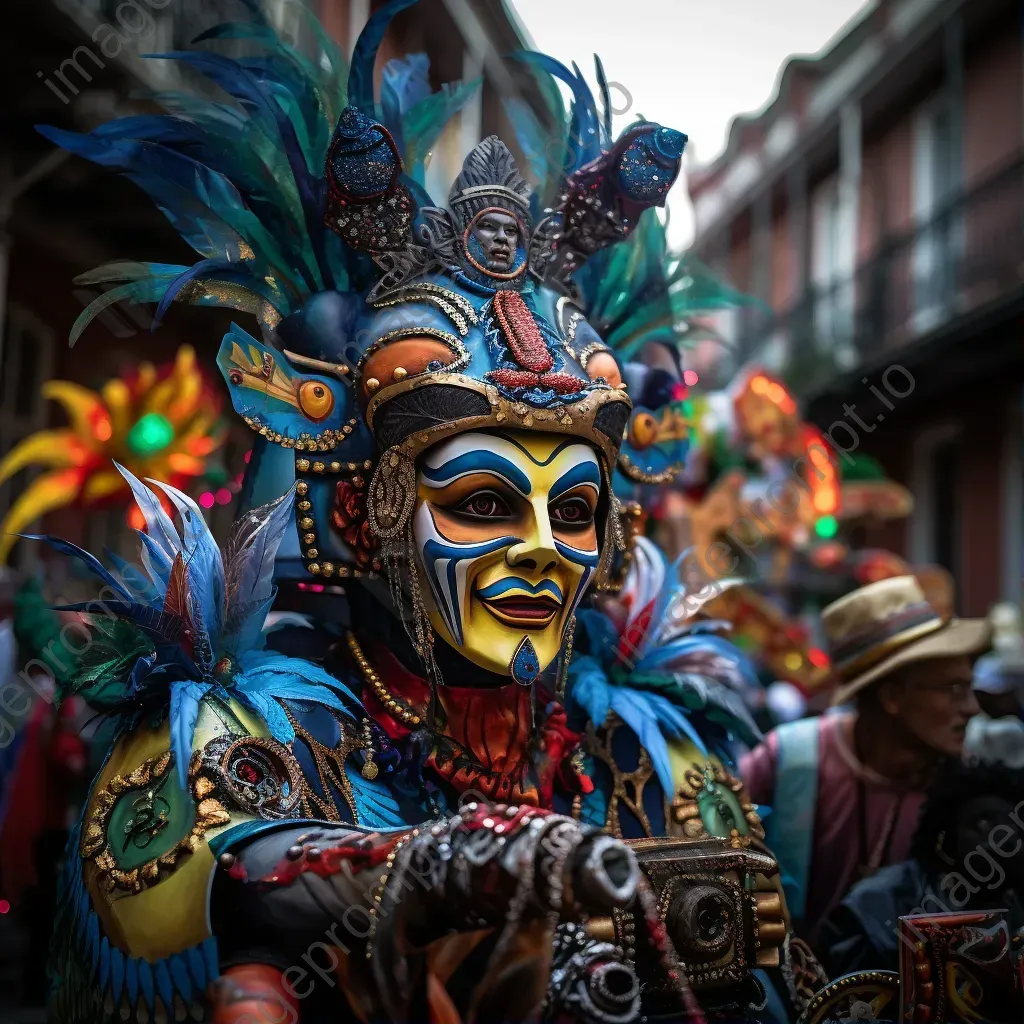 Mardi Gras parade with colorful floats and jazz bands - Image 1