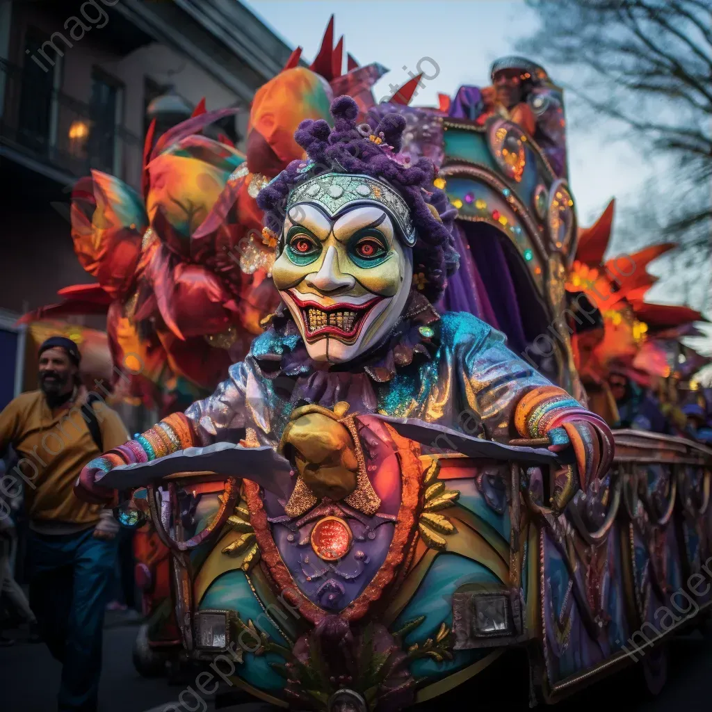 Mardi Gras parade with colorful floats and jazz bands - Image 3