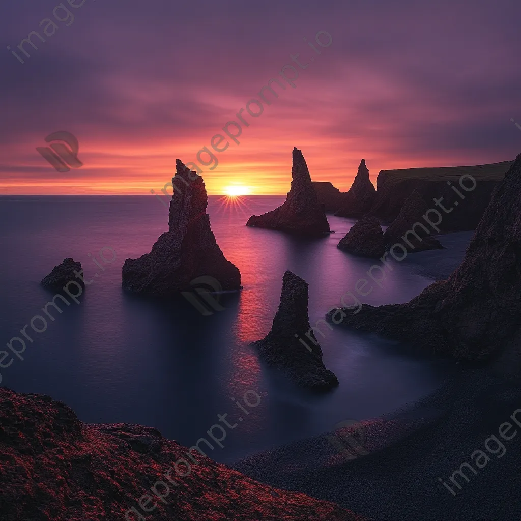 Coastal sea stacks at sunset with vibrant hues - Image 2