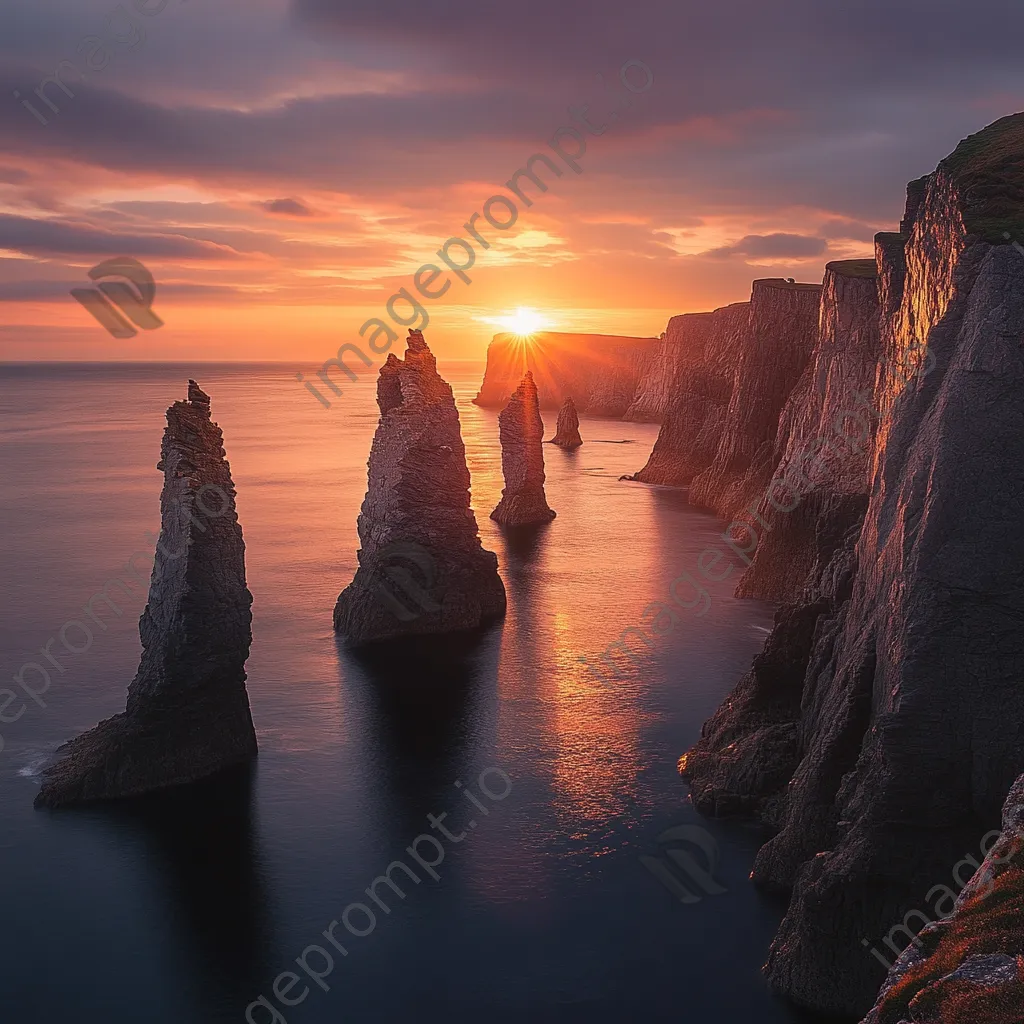 Coastal sea stacks at sunset with vibrant hues - Image 4