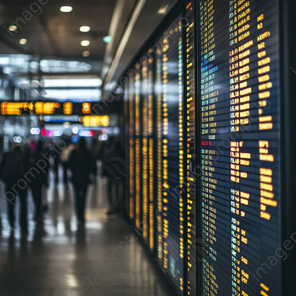 Arrival board at an international airport with diverse languages - Image 3