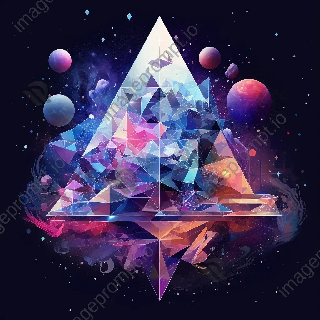 Low poly typographic depiction of an astrophysical term, with cosmic colors and star details - Image 1