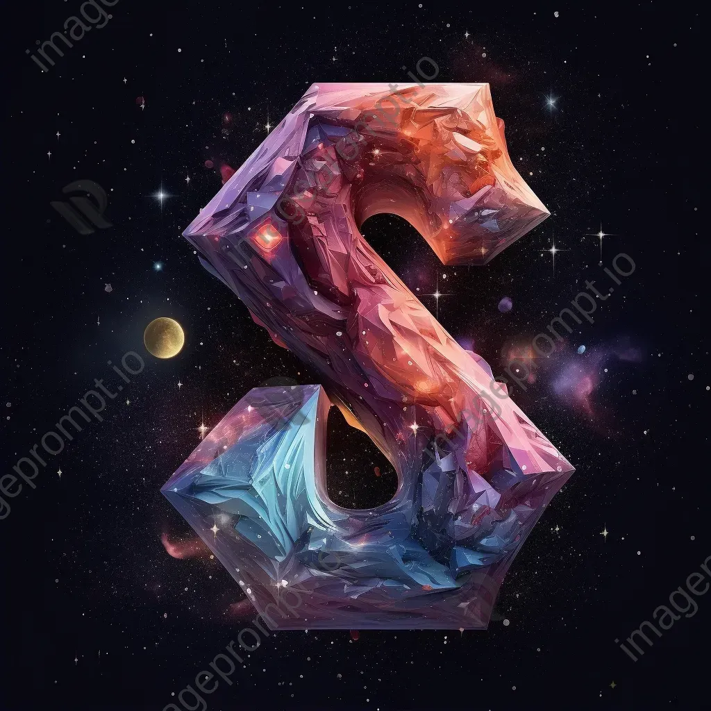 Low poly typographic depiction of an astrophysical term, with cosmic colors and star details - Image 2