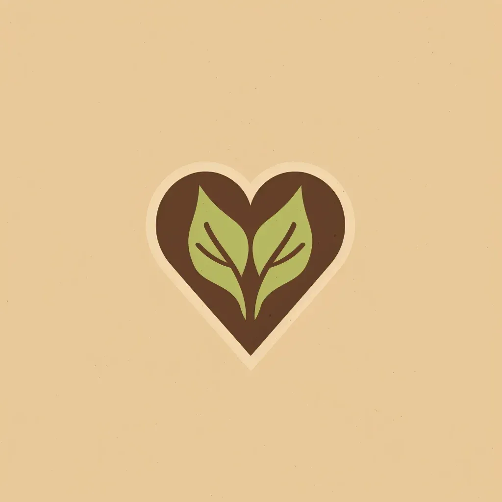 Organic leaf heart cafe logo in natural colors - Image 3