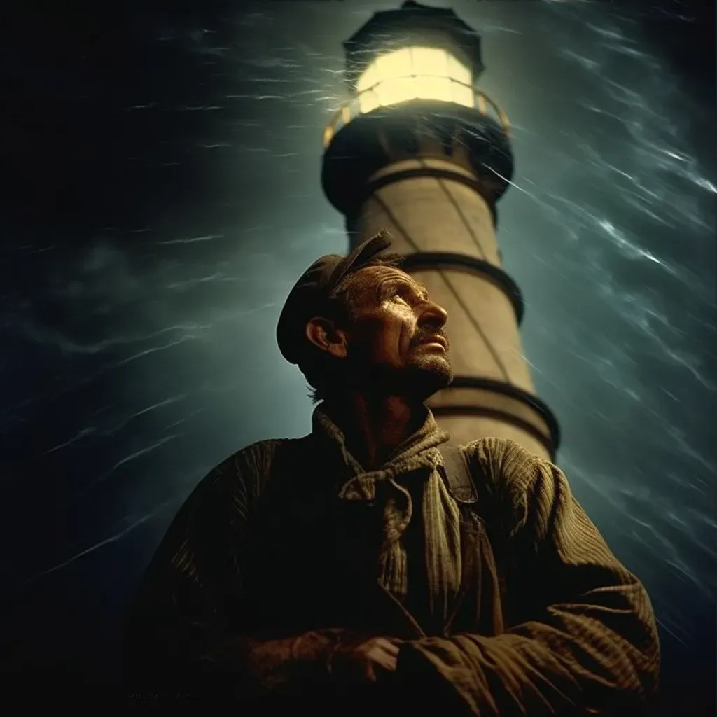 Picture of lighthouse keeper guiding ships in stormy night - Image 3