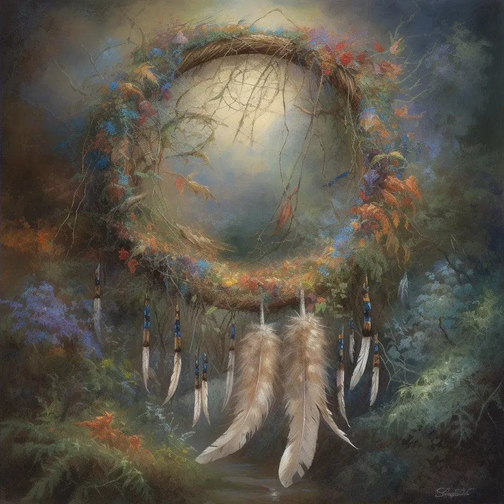 Dream catcher ensnaring the moon, weaving tales of hope - Image 2