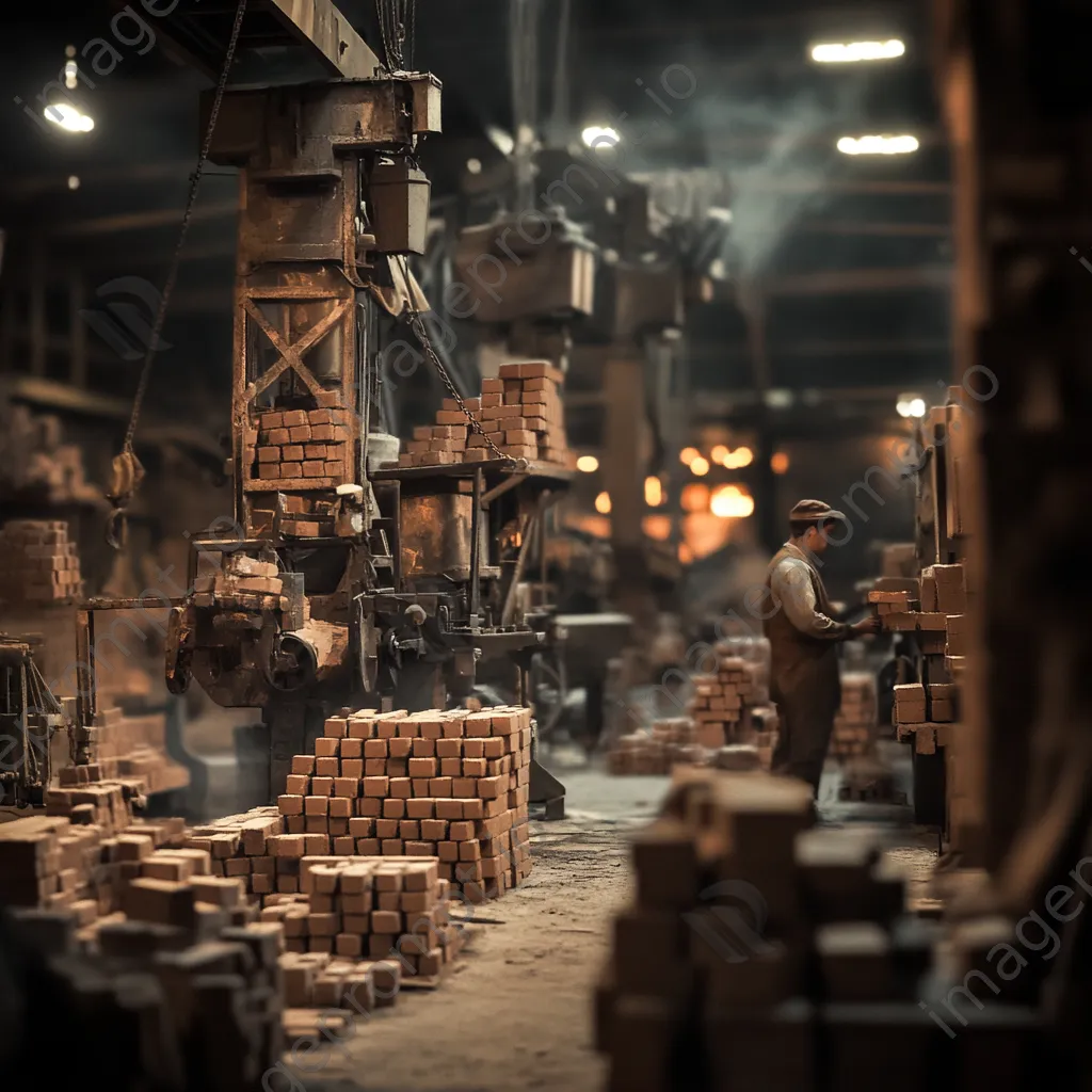 Workers and vintage machinery in a historical brick factory - Image 2