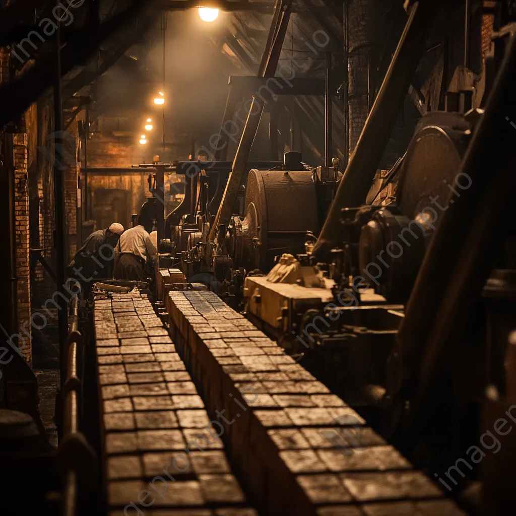 Workers and vintage machinery in a historical brick factory - Image 3