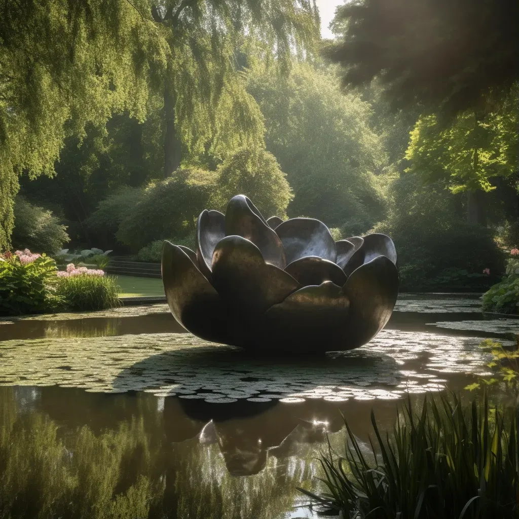 Lotus flower on tranquil pond under morning sun - Image 1