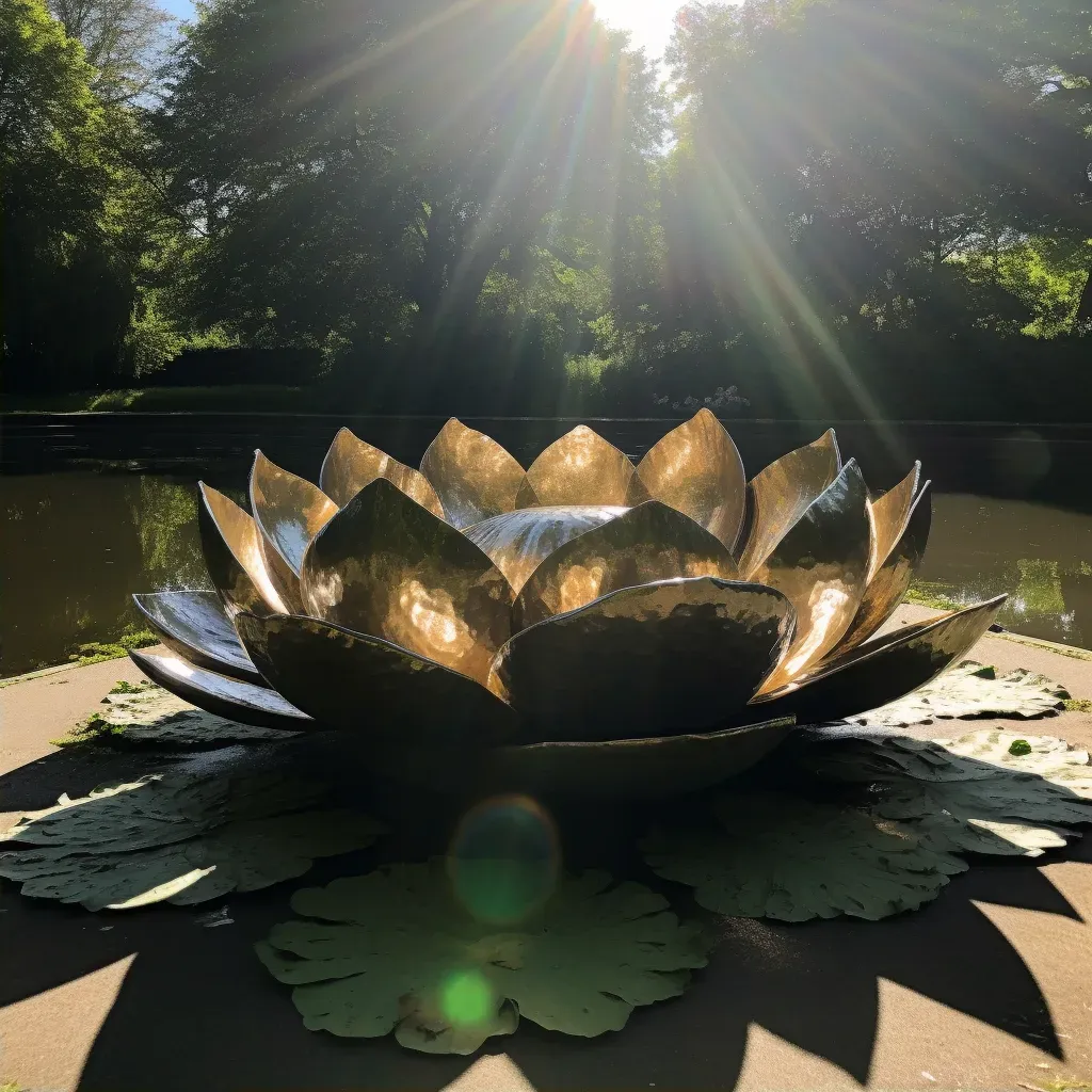 Lotus flower on tranquil pond under morning sun - Image 2