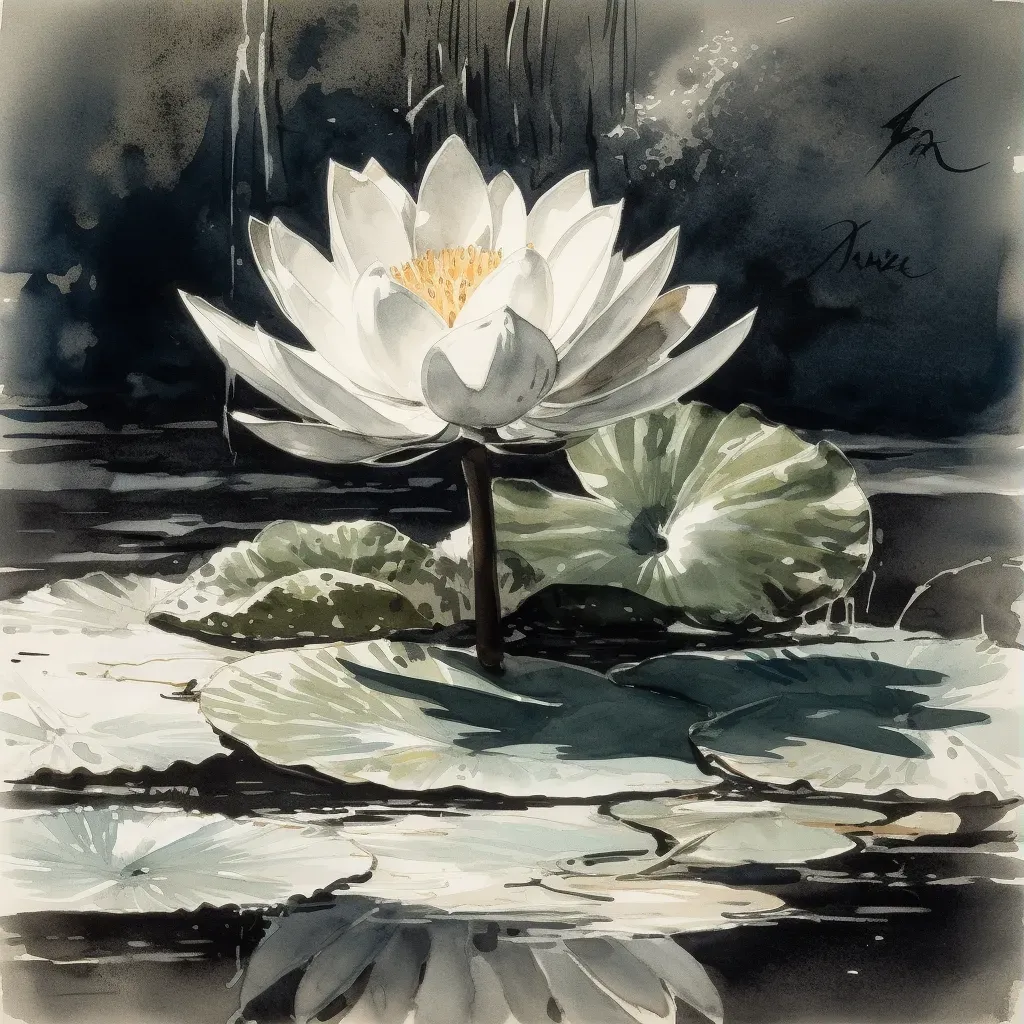 Lotus flower on tranquil pond under morning sun - Image 3