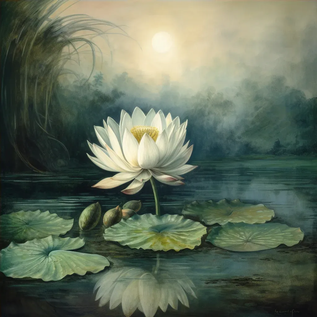 Lotus flower on tranquil pond under morning sun - Image 4