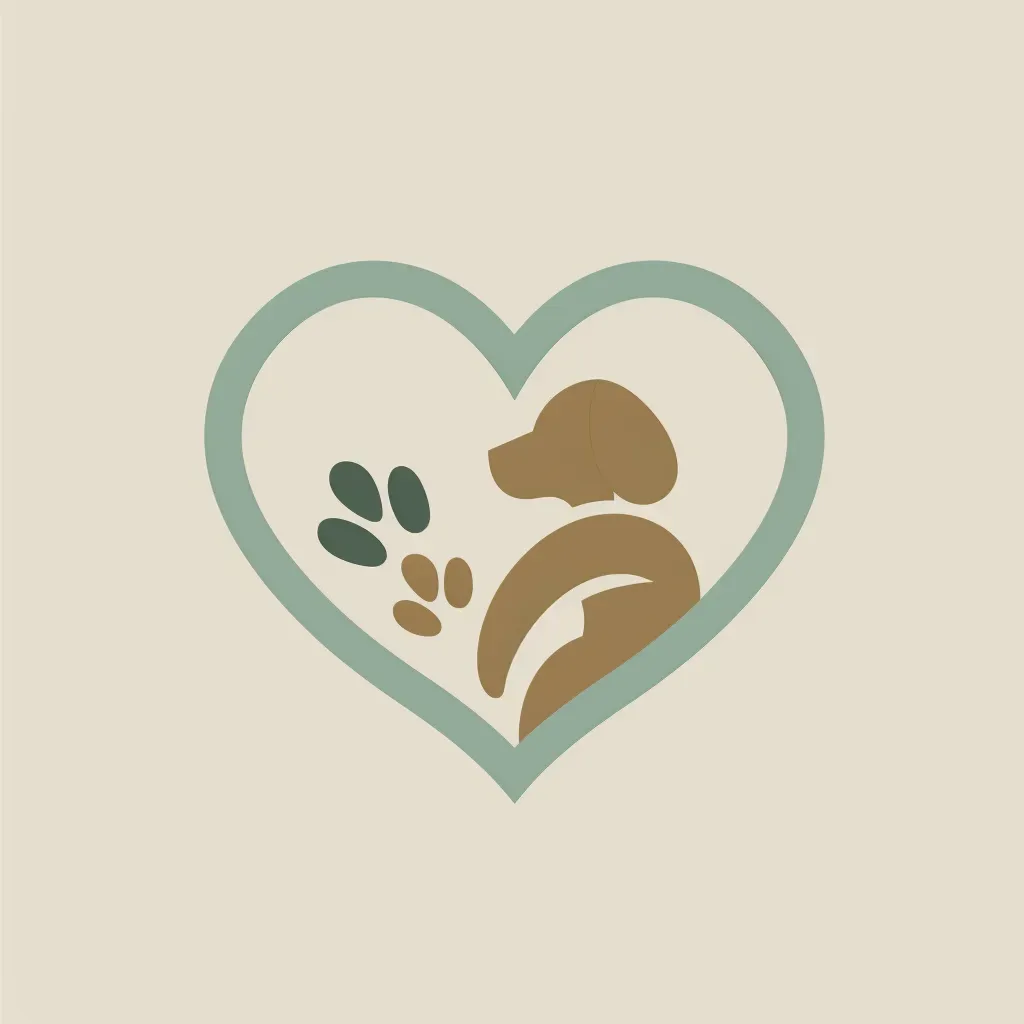 Person and Dog Forming Heart with Pawprint Logo