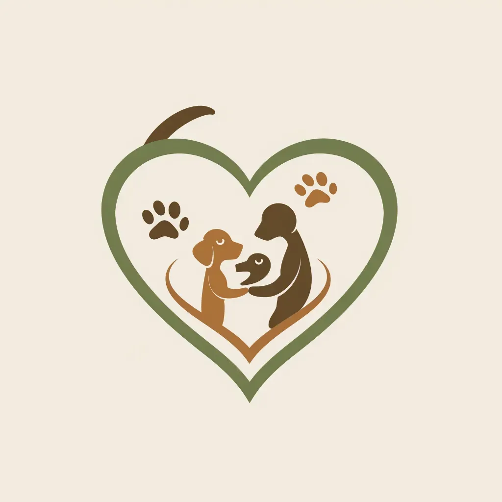 Logo with an outline of a person and dog creating a heart shape, with a subtle pawprint inside. - Image 3