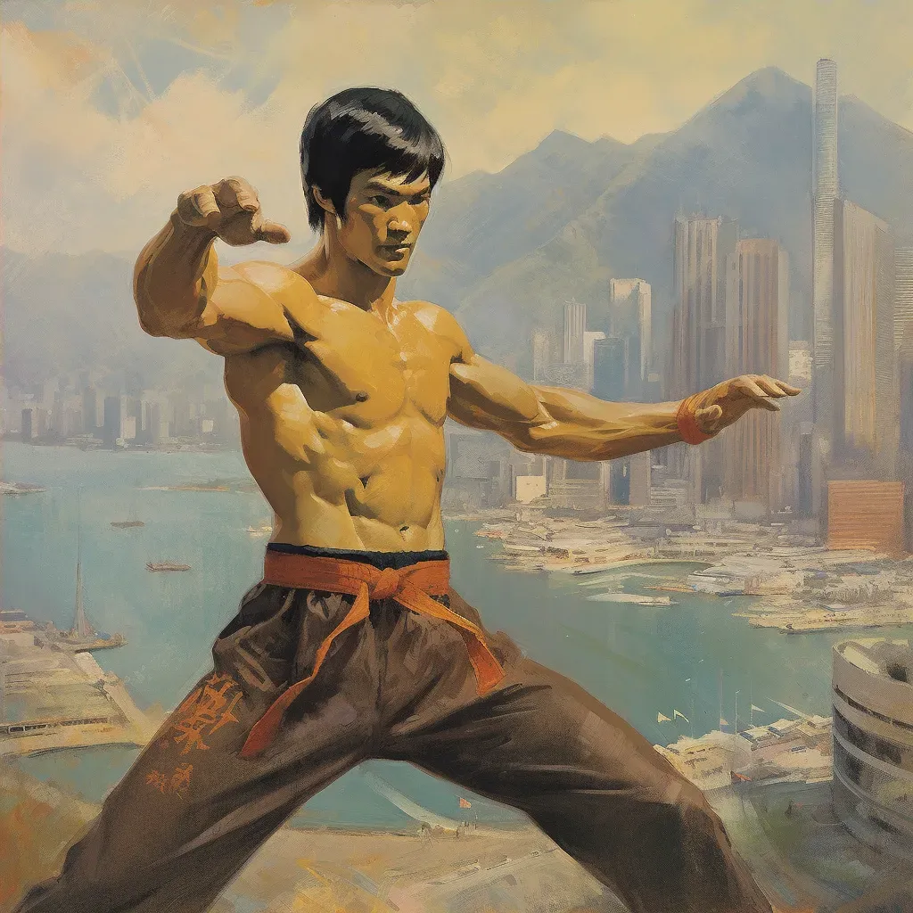 Martial Artist Pose with Cityscape in Background - Image 4