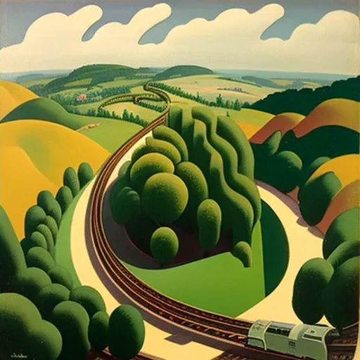 Aerial perspective of a railway in a verdant valley - Image 4