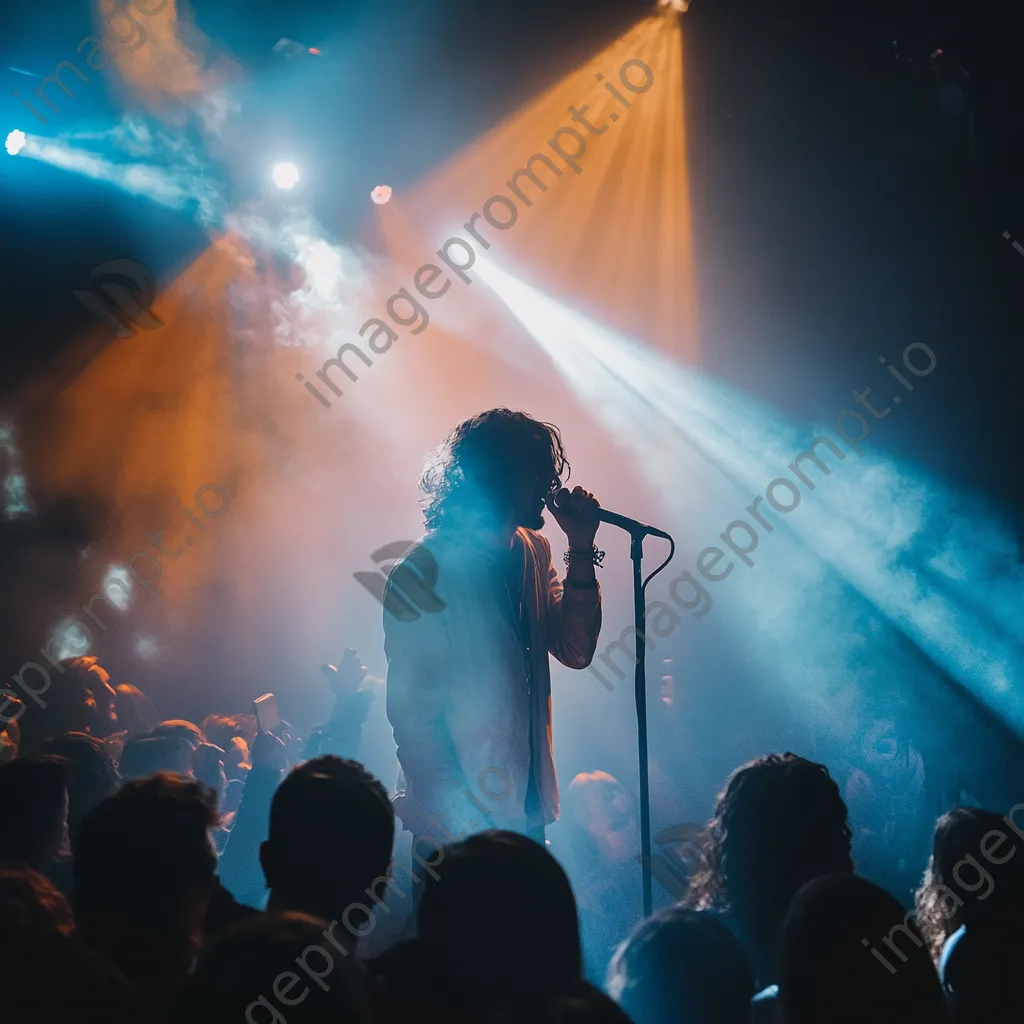 Vocalist engaging with crowd during a vibrant performance. - Image 2