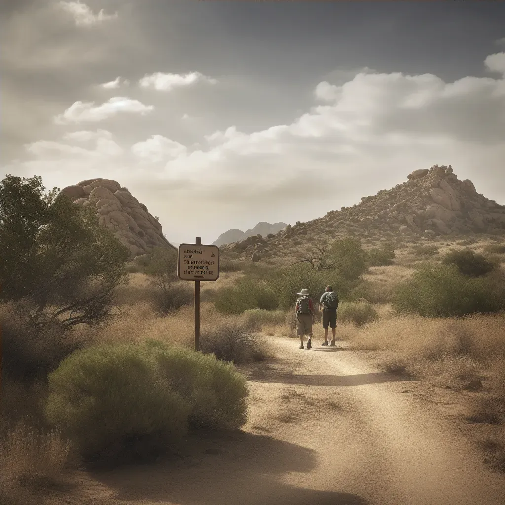 Couple walking in national park with conservation signage - Image 4