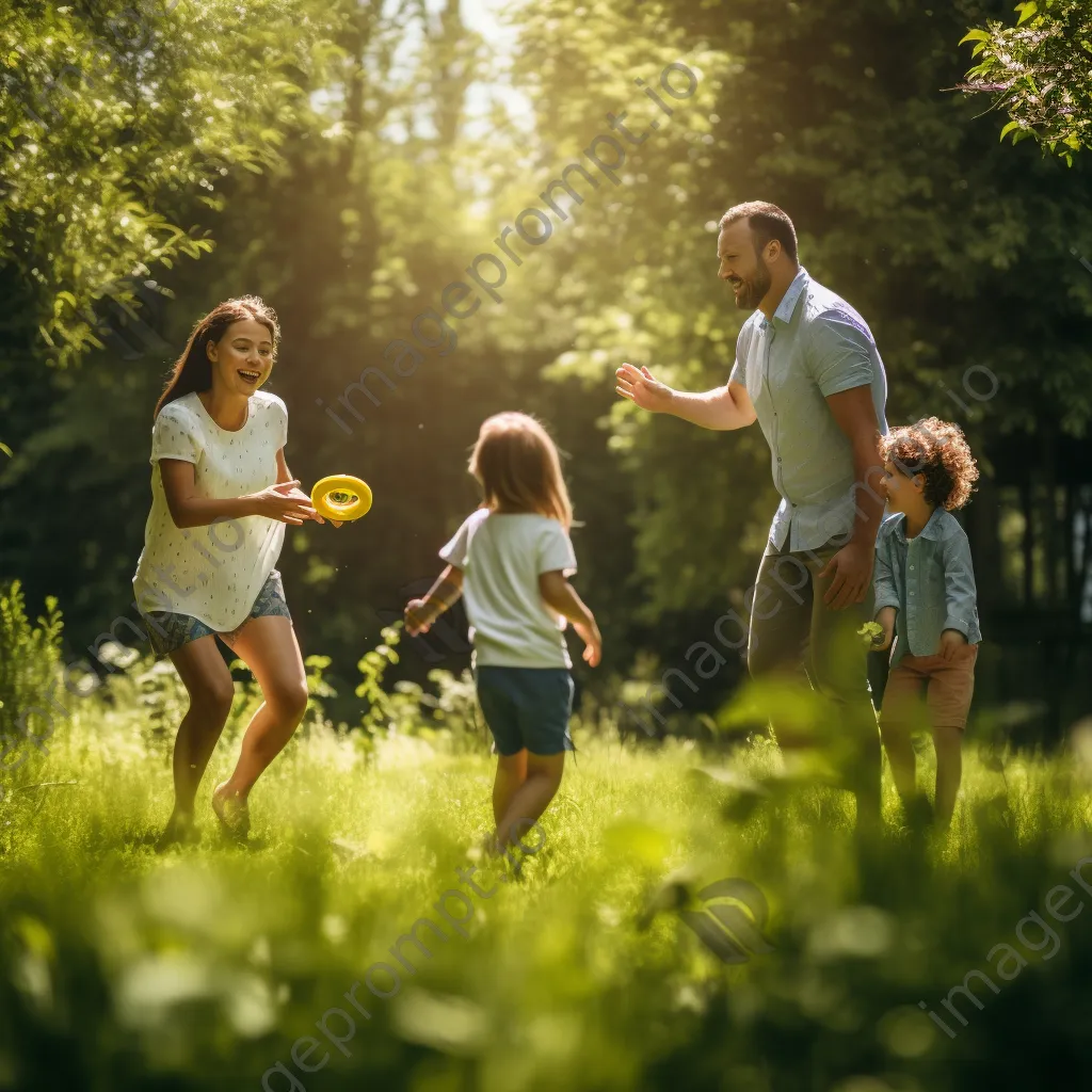 A family playing outside, enjoying healthy physical activities together. - Image 4