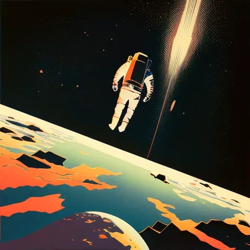 Solitary astronaut floating in a star-filled outer space in an image generated by a prompt. - Image 1