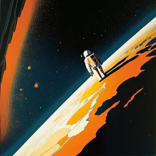 Solitary astronaut floating in a star-filled outer space in an image generated by a prompt. - Image 2