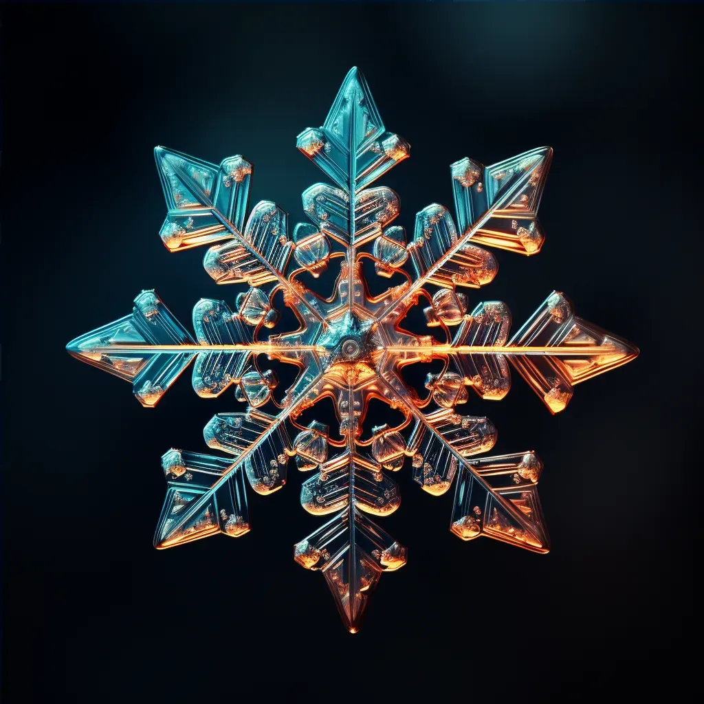 Image showcasing the intricate symmetrical ice patterns within a snowflake at a microscopic level - Image 4