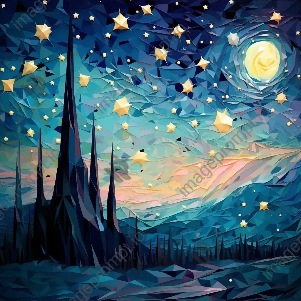 Low poly art of meteor showers against a pastel-colored night sky - Image 3